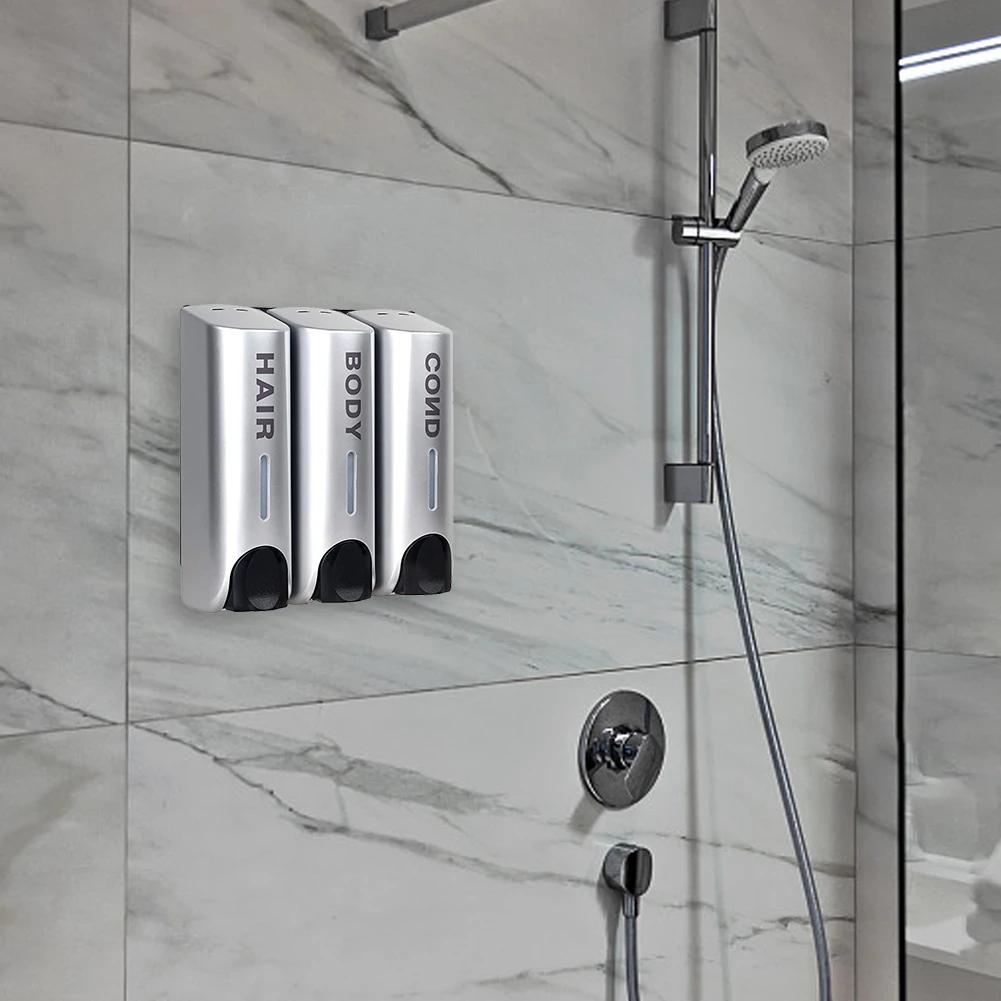 Potrójny dozownik 350ml do prysznica, wanny, szamponu, wielofunkcyjny, ścienny, odporny na ciepło, o dużej pojemności na akcesoria łazienkowe