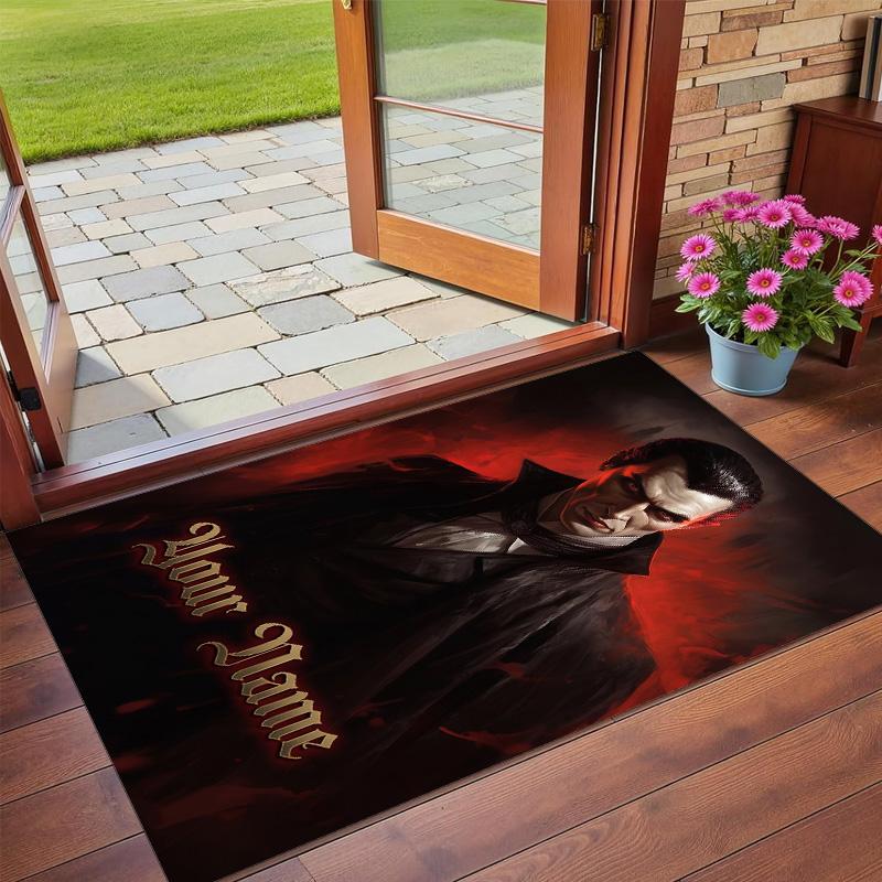 Crystal Velvet Rug Custom Name Text, Soft Non Slip Floor Mat Home DecorDracula