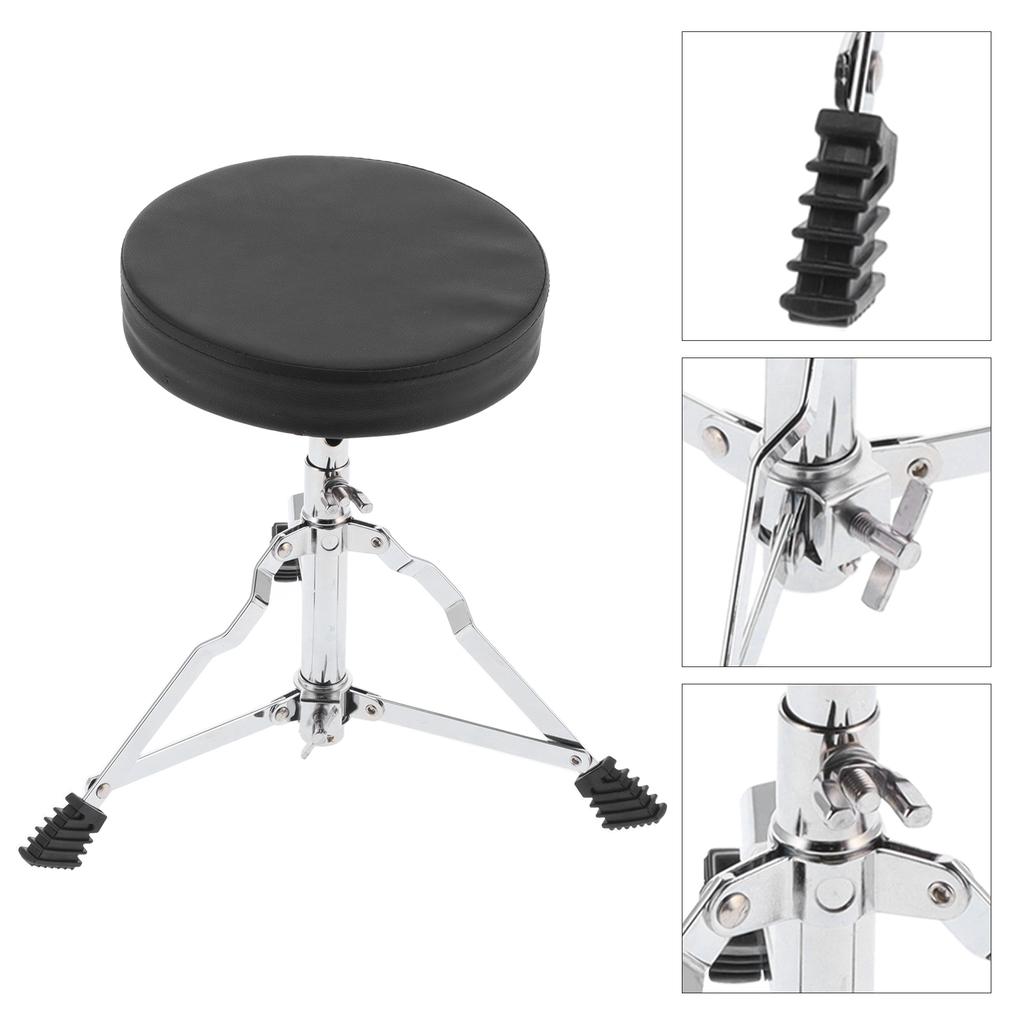 Drum Throne Padded Drum Seat Drumming Stools Adjustable Height with 5A Maple Wood Stick