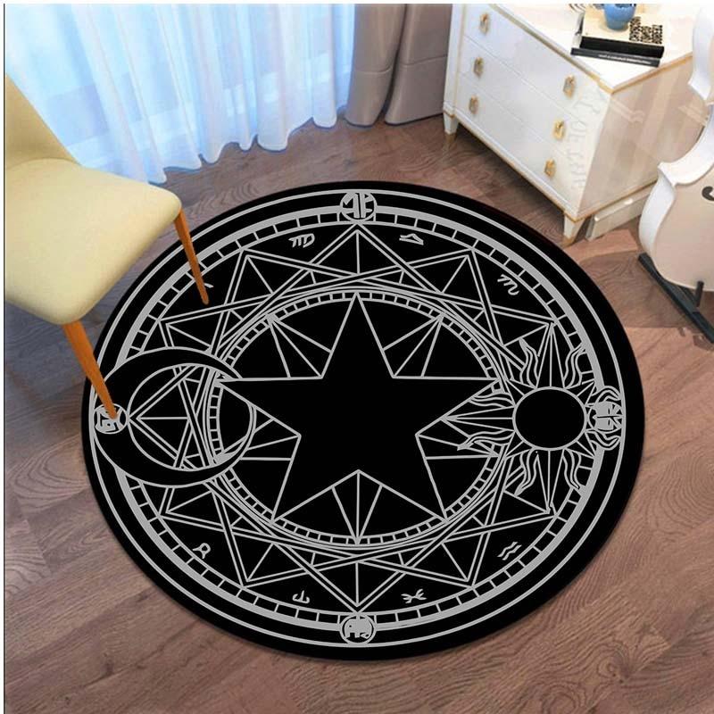 Cartoon Sakura Magic Captor Card Round Rug Magic Array Carpet Pink Carpet Doormat Antislip Plush Living Room Home Decar