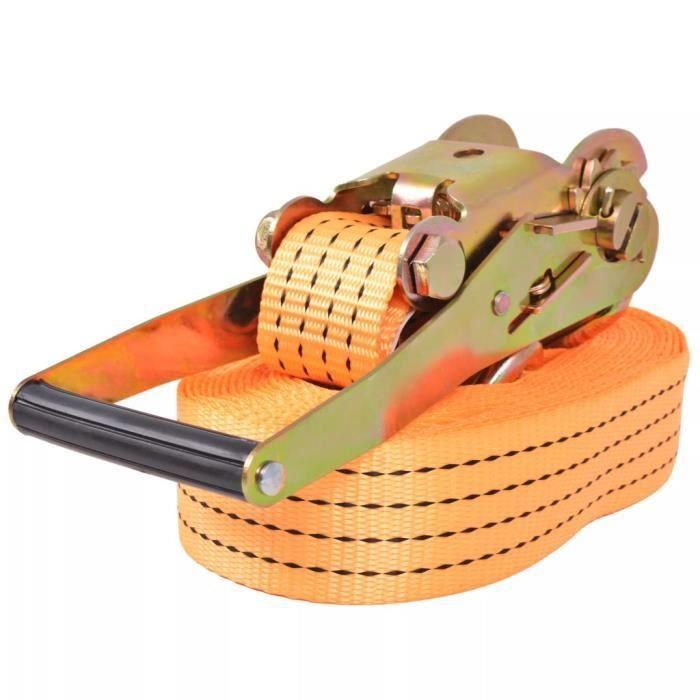 VidaXL Sangle d’arrimage à cliquet 10 pcs 2 tonnes 8 m x 50 mm Orange