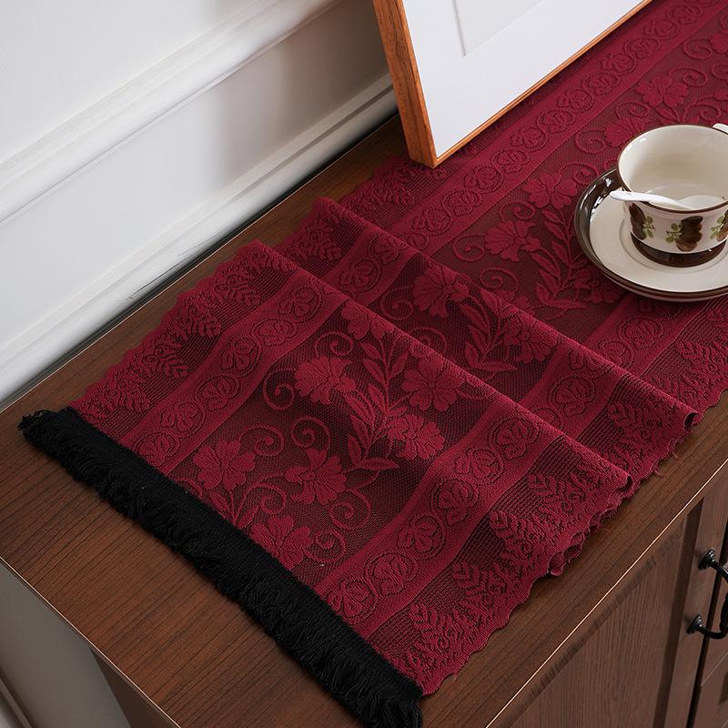 Elegant Nordic White Lace Table Runner with Crochet Tassels - Perfect for Dining or Coffee Tables, Ideal for Christmas Decor.