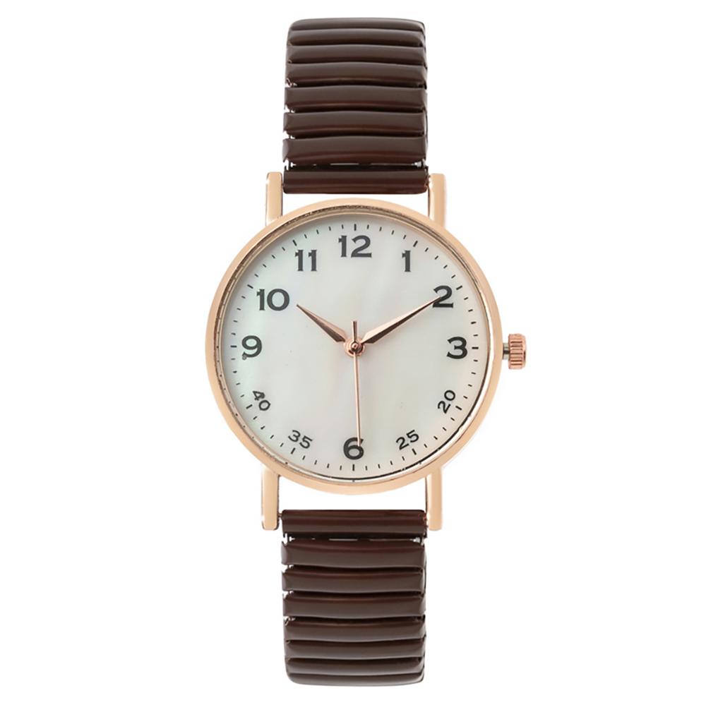 Simple Digital White Face Ladies Quartz Watch Casual Stainless Steel Stretch Strap Fashion Women Dress Clock Watches