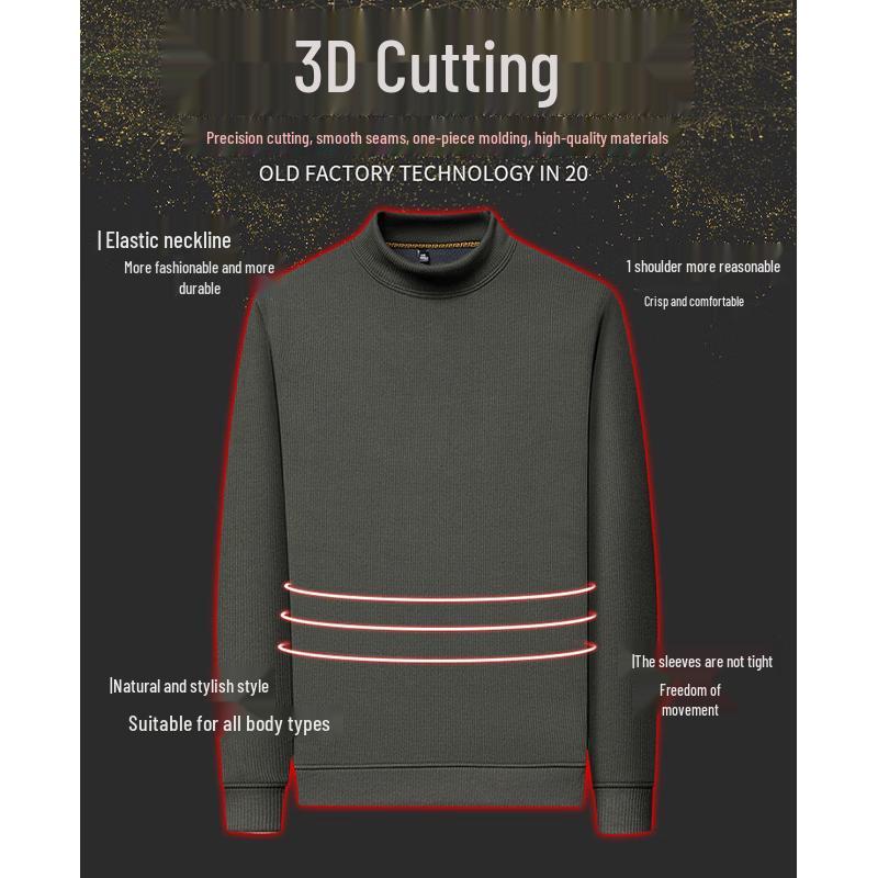 Romon Herren Fleece-gefüttertes Sweatshirt mit halbem Stehkragen, Basisschicht, mit Maulbeerseide (BY797)