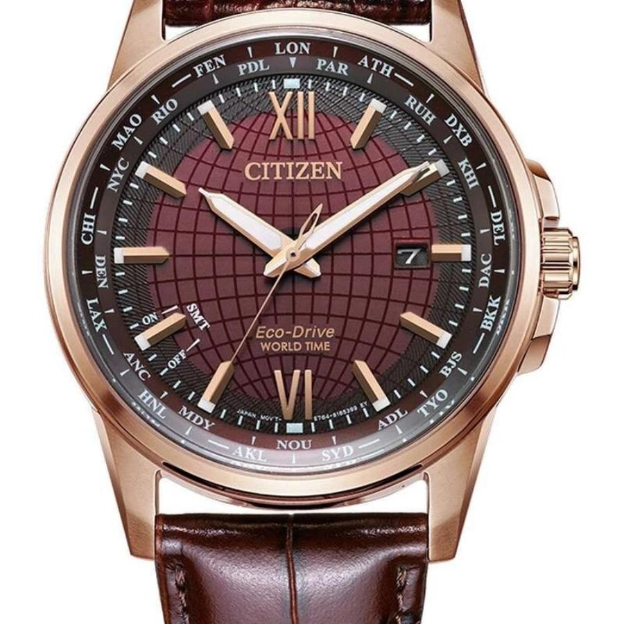 

Citizen Eco-Drive World Time Sapphire Leather Strap Men s Watch BX1009-10X красный