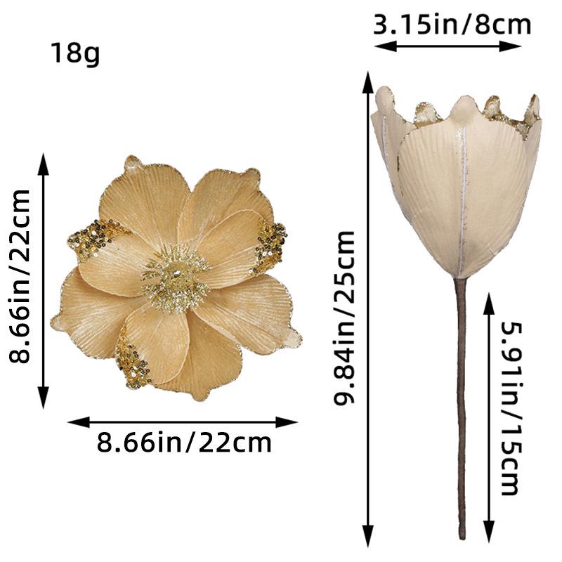 Three-Layer Gold Christmas Flower Decoration - New Simulated Tree Ornament for Holiday Arrangements.