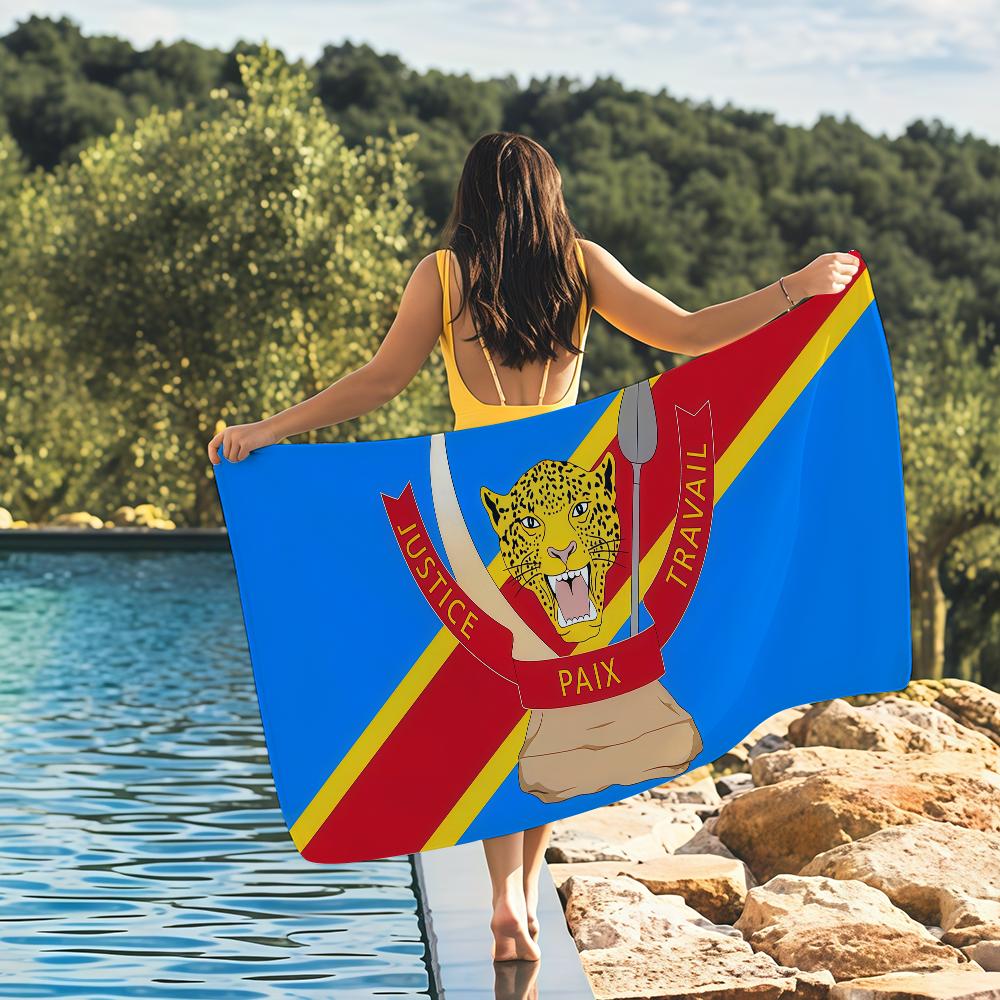 

Nation Democratic Republic Congo Towel Quick Drying Beach Towels Are Suitable For Swimming Pools Camping Yoga And The Gym W40*H60(CM)