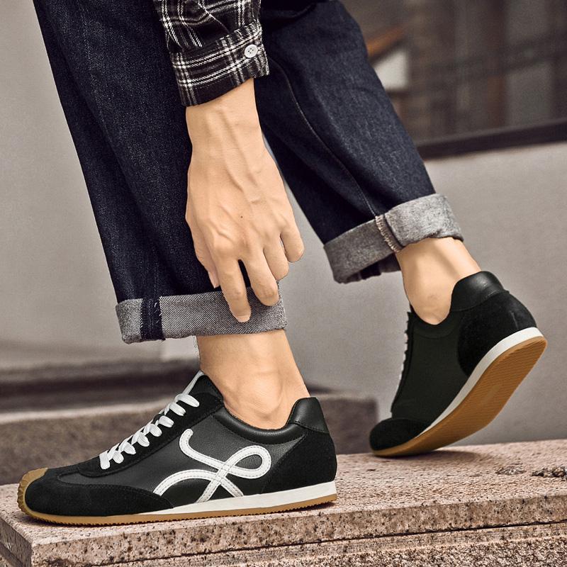 Fashion Men Casual Walking Trainers Breathable Comfortable Sports Shoes Lace-up Male Treking Footwear Trainers Fashion Leather Sneakers