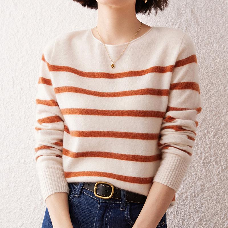2026 Lokasha Women's Seamless Cashmere One-Piece Sweater, Round Neck Pullover, Base Layer, Autumn/Winter Knitwear.