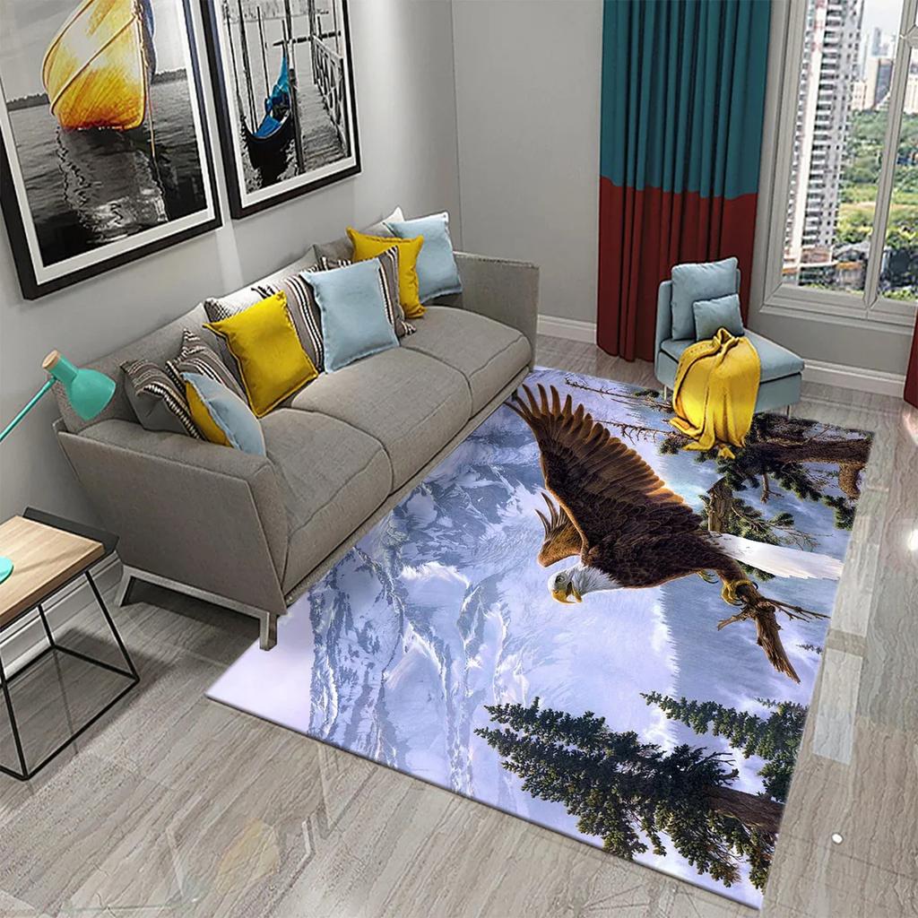 Dywan z Orłem 3D Dywan ze Wzorem Drapieżnego Zwierzęcia Dywan do Salonu na Sofę Dywan do Łazienki Antypoślizgowy Dywan do Sypialni Dywan do Kuchni Dekoracyjne Dywany Strefowe