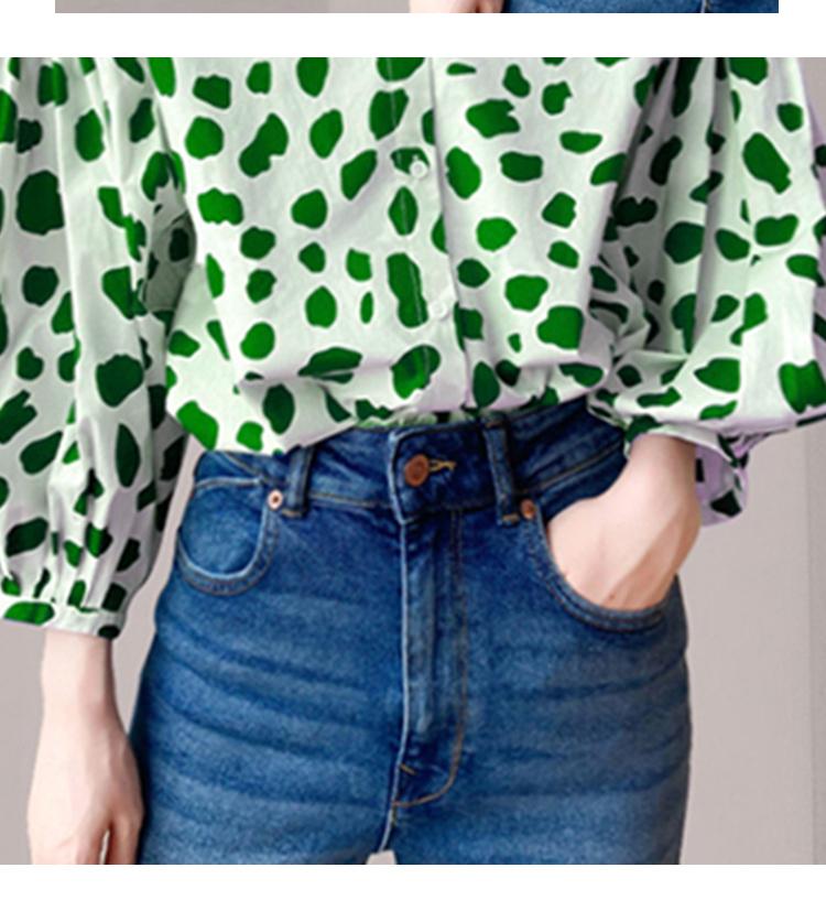 Wiosna 2023 Damska Bluzka w Kropki z Bufiastymi Rękawami