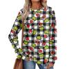 Women's Printed Lightweight Brushed-Cotton Round Neck Top