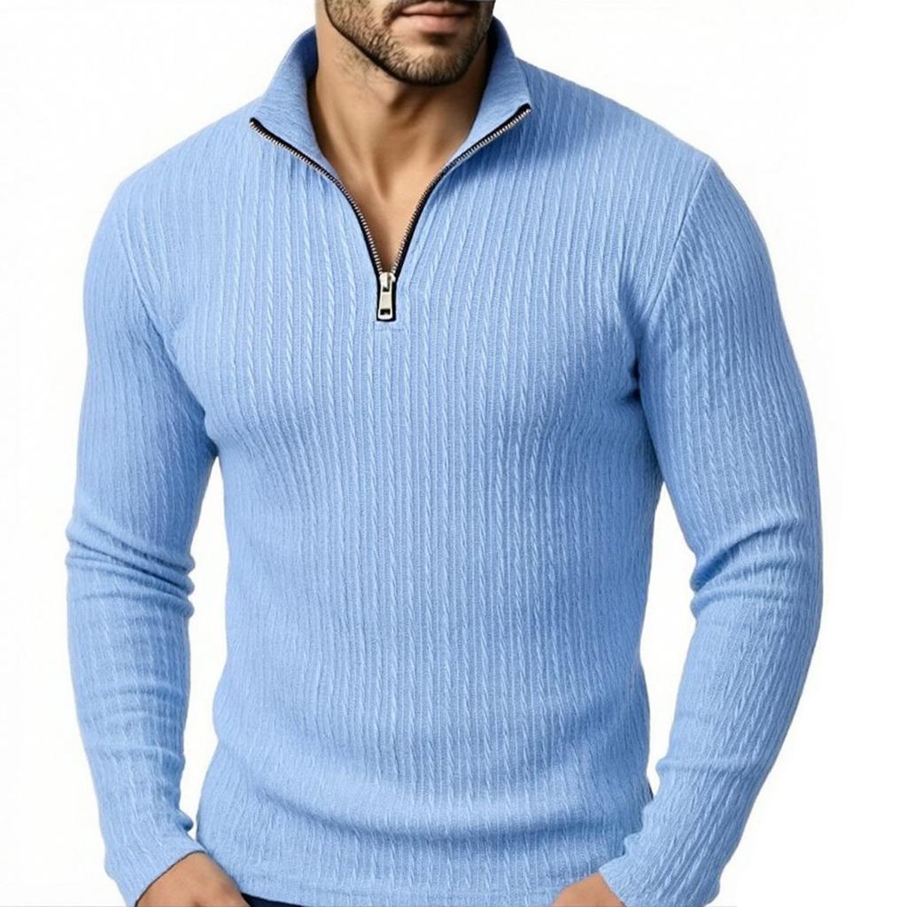 Men's Casual Quarter-zip Shirt Long-sleeve Top