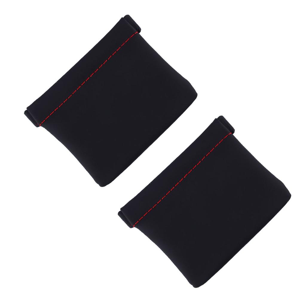 2pcs Earphone Pouch PU Leather Black Auto Elastic Closure Portable Earbud Storage Bag for Coin Key USB Drive Jewelry