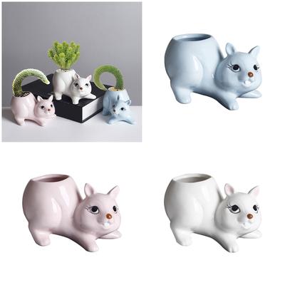 Ceramic Fleshy Plant Pot Squirrel Planter Plant Flowerpot Ornament for Fleshy Plant Cactuses Container for Home Balcony