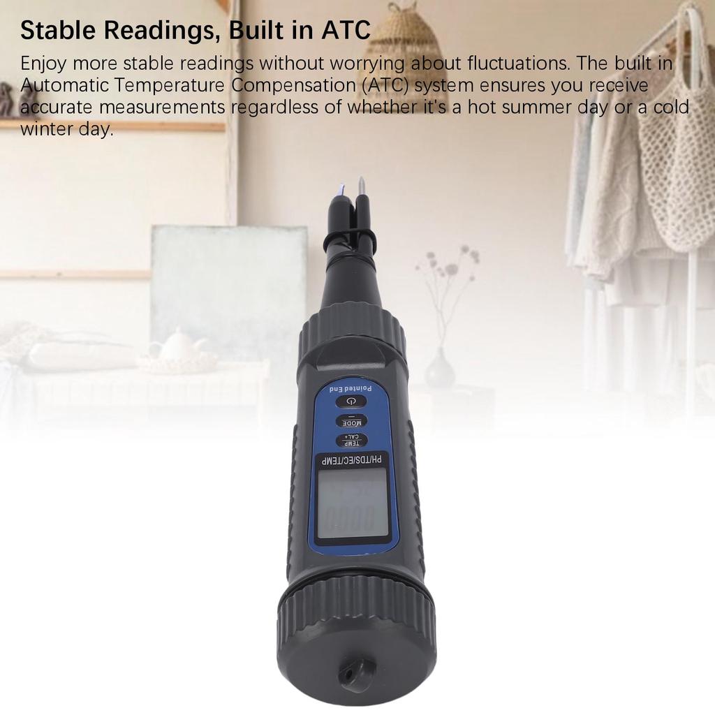 PH EC Temp Tester 4 in 1 PH Meter High Accuracy PH EC Temp Tester for Food Cheese Fruit Vegetables Soil Meat