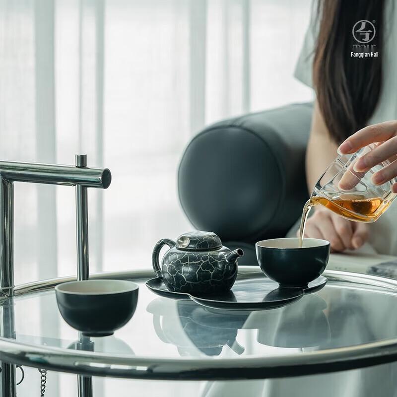 Wanqiantang Portable Ceramic Tea Set - Ancient Silver Cracked Glaze