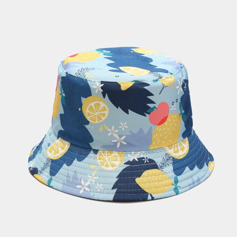 Cappello a secchiello double-face con motivo limone unisex per primavera estate protezione solare stile hip hop pescatore cappello parasole per uomo donna