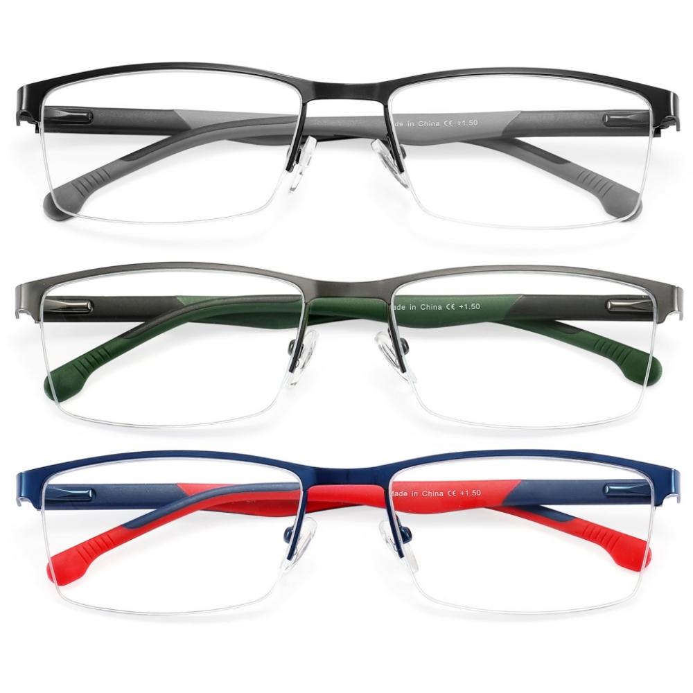 

MODFANS Набор из 3 штук мужских очков для чтения, блокирующих синий свет, Легкая металлическая оправа, Компьютерные очки для чтения, Линзы HD, Очки для пресбиопии 3