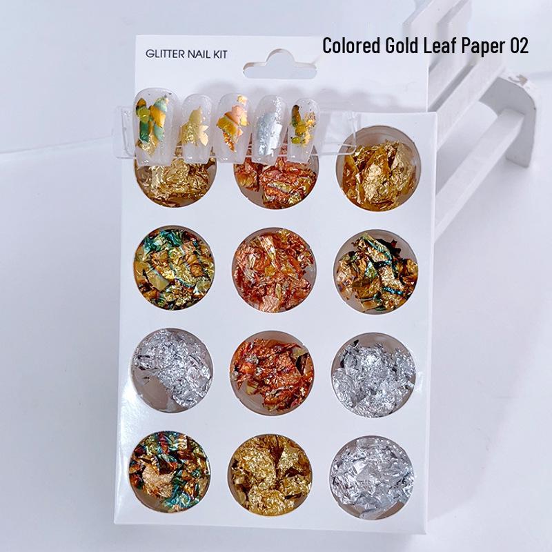 

Арт для ногтей 12 цветов, золотые и серебряные фрагменты фольги