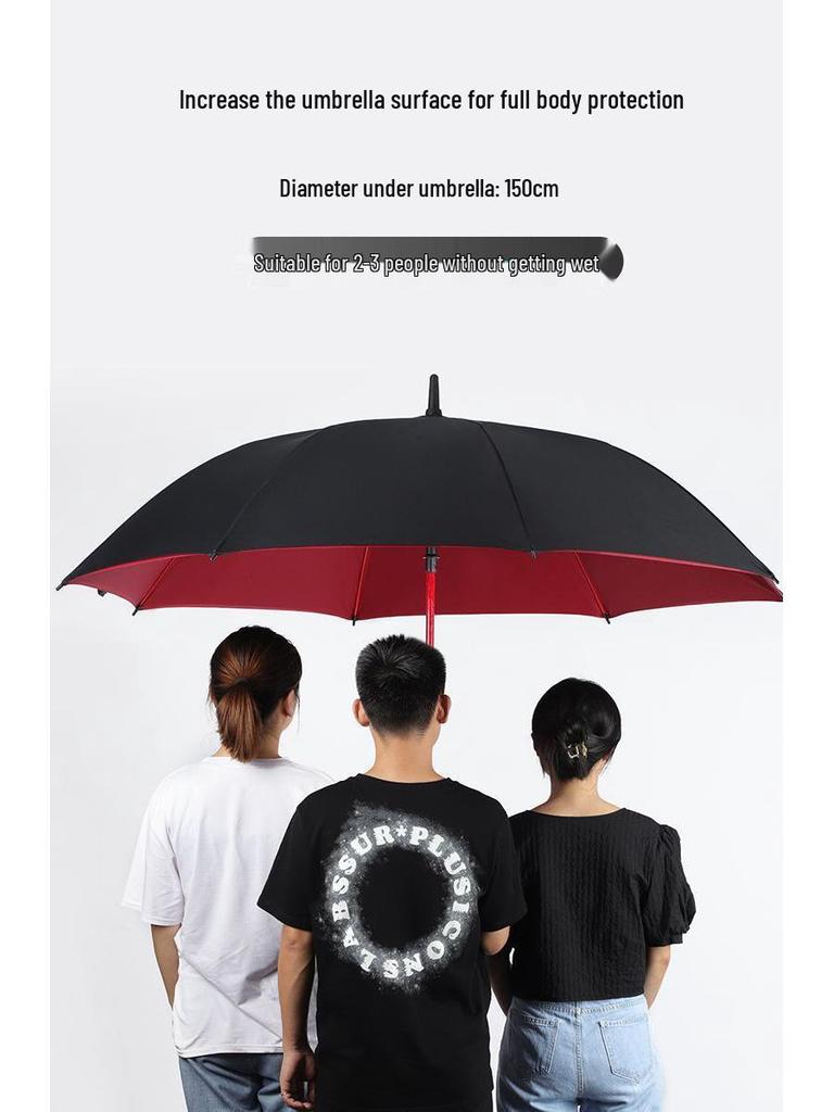Herren Extra-Großer Doppelschichtiger Regenschirm mit Langem Verstärktem Griff für Zwei oder Drei Personen, Sturmfest und Langlebig.