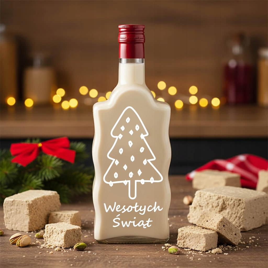SET of 5x Christmas Glass Bottles FALA 500 Ml with Print FOR LIQUEURS