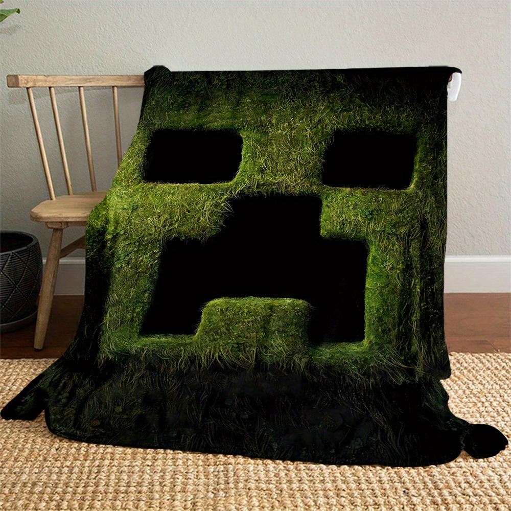 1pc Pixel gameSkull Theme Design Flannel Blanket - 3D Printed Soft Warm, All-Season Lightweight Throw for Camping Travel Bed-080710