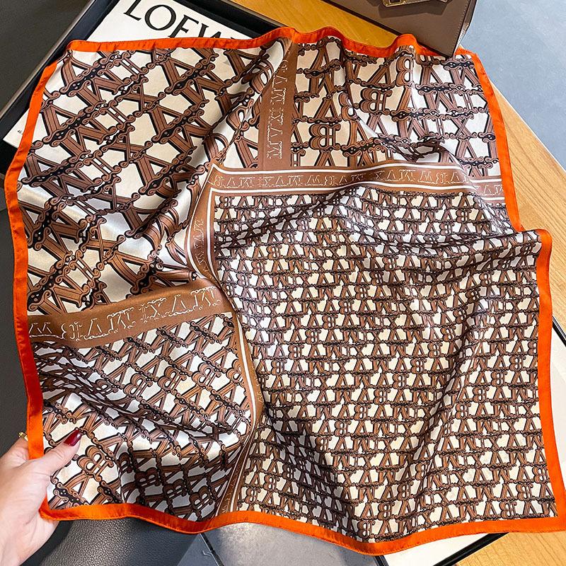 French Retro Letters  Mulberry Silk Silk Scarf Decorative Scarf  Hangzhou Silk  Square Scarf  Small Neck Scarf