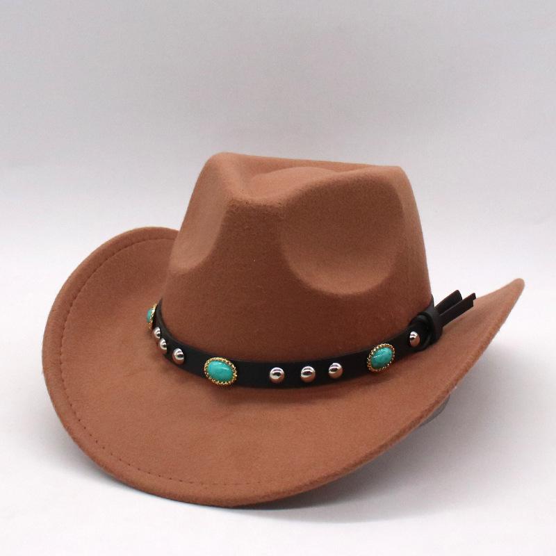 New Vintage Emerald Wool Top Hat Felt Hat Classic Cowboy Hat Ethnic Tibetan Western Jazz Hat