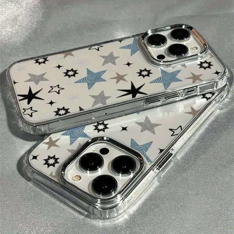 Colorful Doodle Five-Pointed Star Pattern TPU Phone Case For iPhone 17 Pro Max 16 15 14 13 12 11 Cover For iPhone XS X XR Fundas