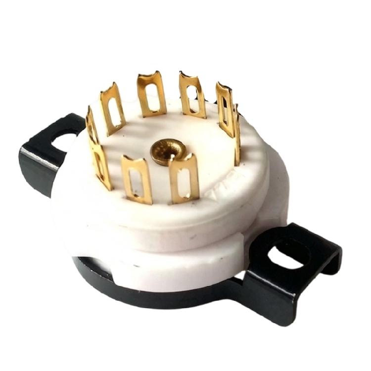 Panel Mount Tube Socket 9 Pin Ceramic Electronic Base for Auditory Gear Repair and DIY Amplifiers Build Project Work