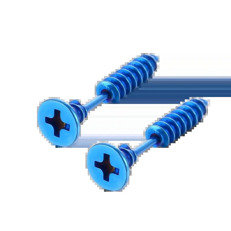 2Pcs Women Men Earrings Stainless Steel Piercing Nail Screw Stud Earrings Punk Rock Helix Ear Piercings Spiral Jewelry