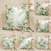 Green And Gold Florals Cushion Cover Natural Linen Organic Fabric DoubleSided Printing Sofa Home Decor Gift Pillow Cover