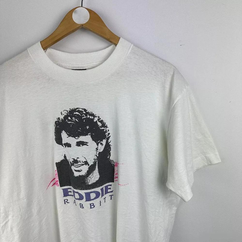 Eddie Rabbitt Vtg For Fans Cotton White All Size Men Women Shirt Unisex T-Shirt