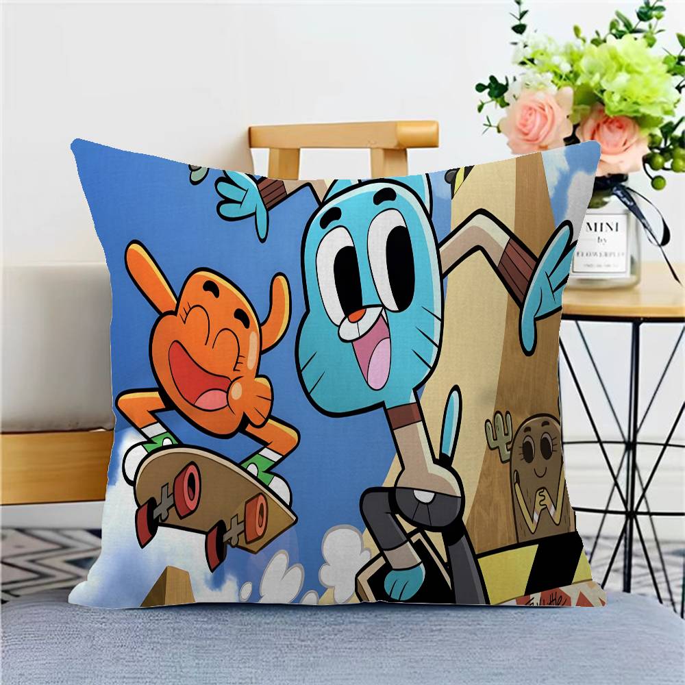 The Amazing W-World Of G-Gumball Cushion Cover Pillowcase Upholstery Sofa Throw Pillow Home Decor Pillowcas