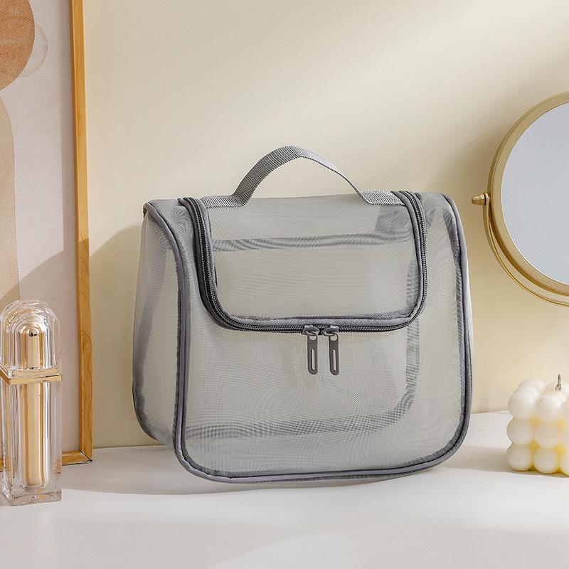 Large Capacity Mesh Makeup Bag Portable And Lightweight Durable Polyester Fiber Makeup Storage Bag With Zipper Easy To Care Fo