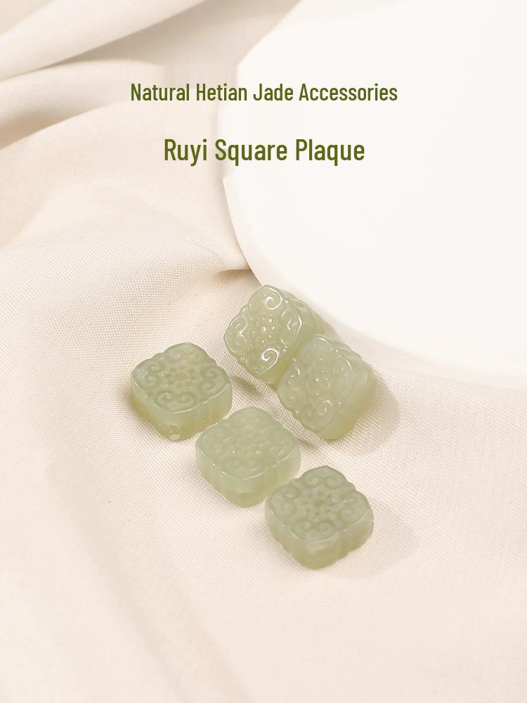 Hetian Jade Ruyi Square Plaque Beads for DIY Jewelry & Bracelets