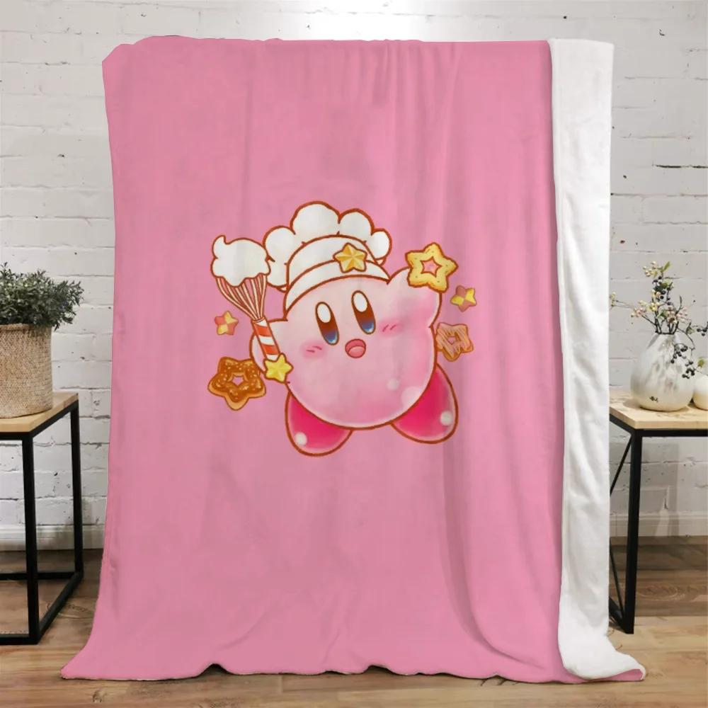 Kawaii Cartoon Kirbys Designer Throw Blanket Fluffy Custom Blankets Characters Home and Decoration Luxury Bedding Knitted Plaid