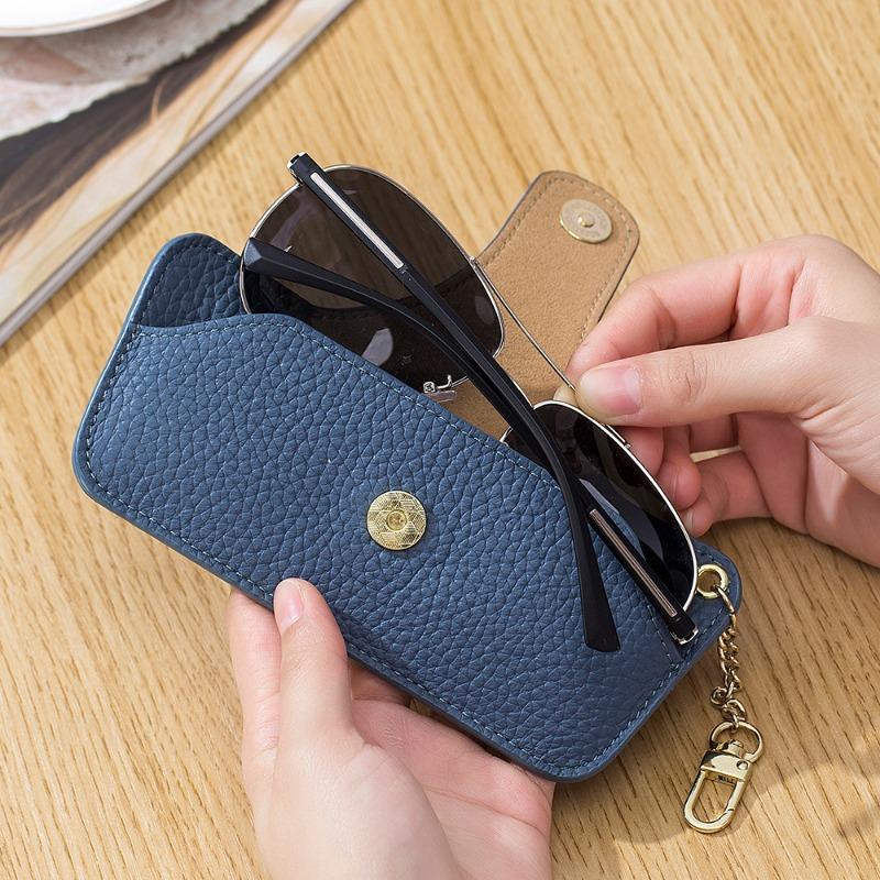 New Leather Literary Glasses Bag, Sunglasses, Sunglasses Storage Bag, High-end Ins Portable Men's and Women's Ultra-thin Models