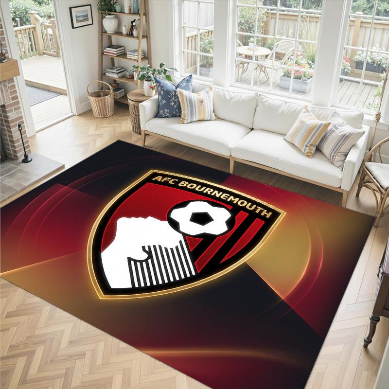 Bournemouth Football Design Crystal Velvet Carpet Cozy Non?Slip Printed Rug For Bedroom Living Room Entrance