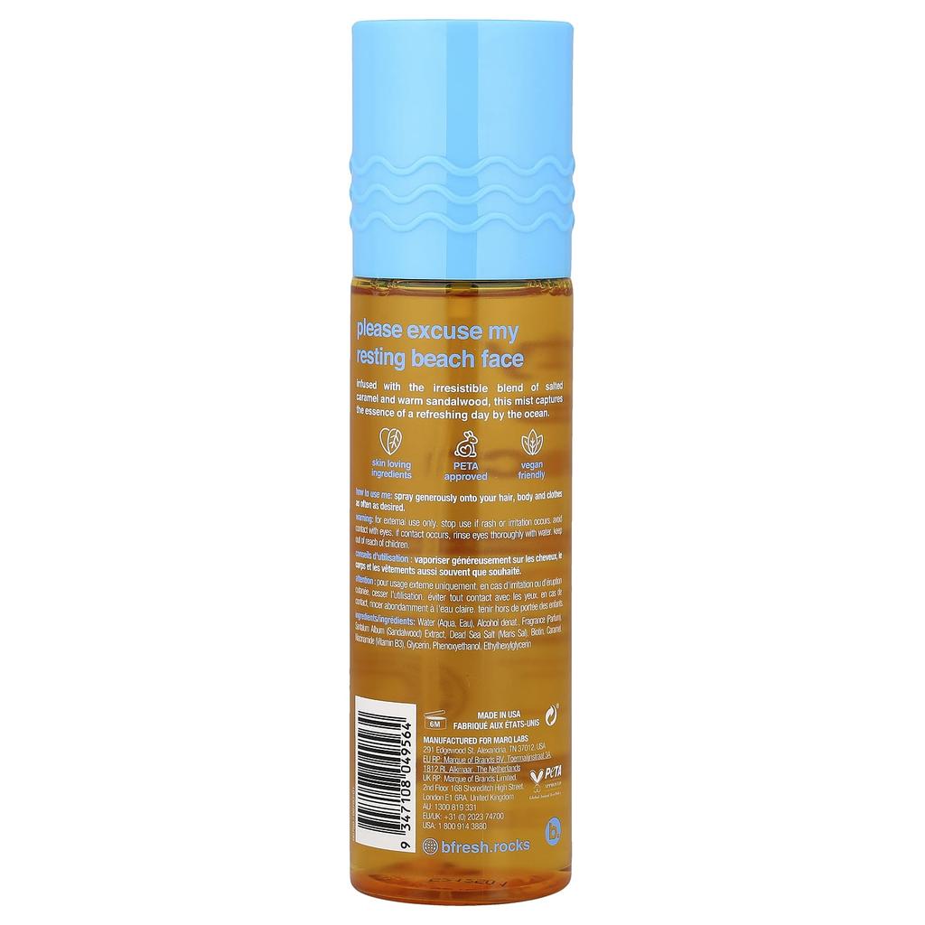 b.fresh Salty Little Beach, Refreshing Hair + Body Mist, Salted Caramel + Sandalwood, 221ml (7.5 Fl Oz)