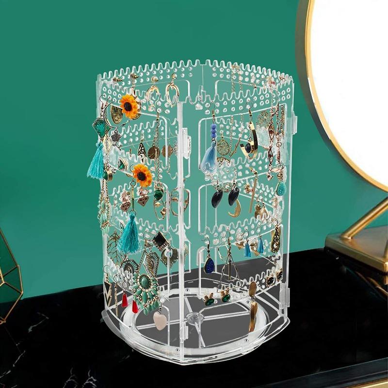 360° Rotating Earring Display Stand, Clear Acrylic Removable Jewelry Display Stand Earrings and Studs Holder