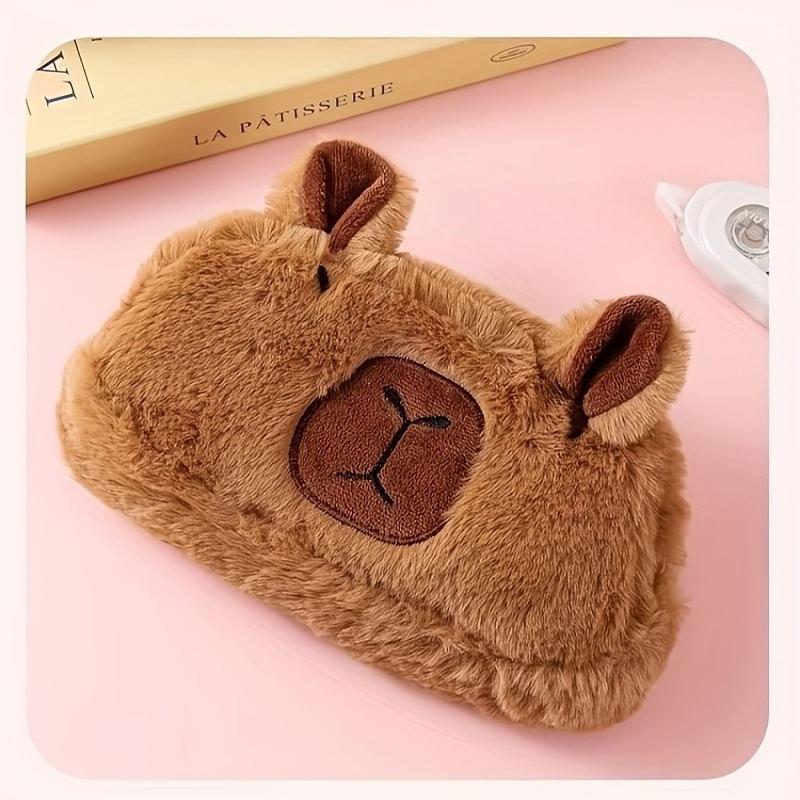 Plush Capybara Pen Case - Spacious Stationery Storage Box, Practical Makeup Bag, Winter Coin Purse, Christmas