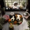 Door Frame Flower Dog,Round Area Rug,Carpet Rug for Living Room Bedroom Sofa Playroom Decor,Non-slip Floor Mat