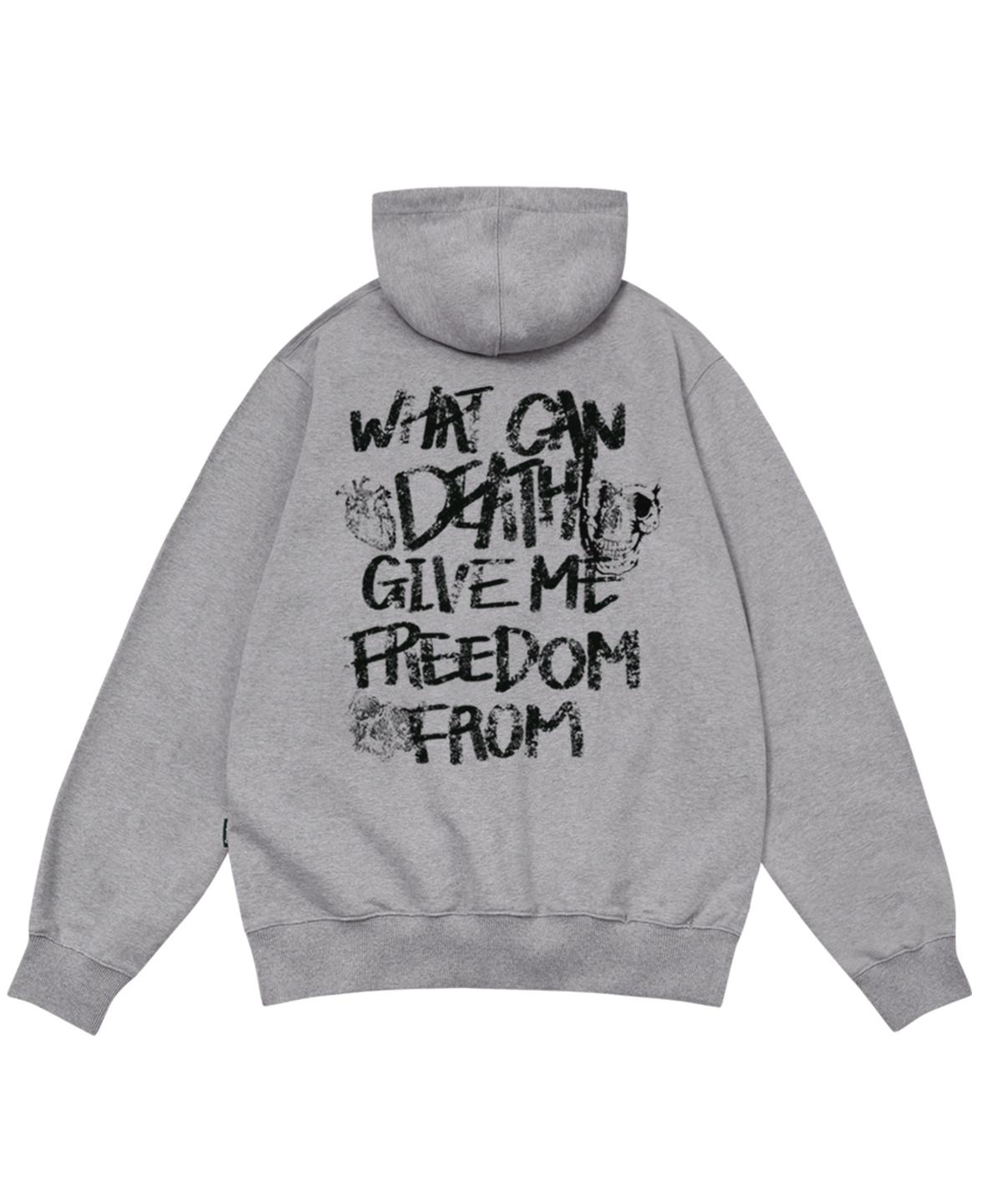Escape From Death For Freedom Print Hoodie Gray L