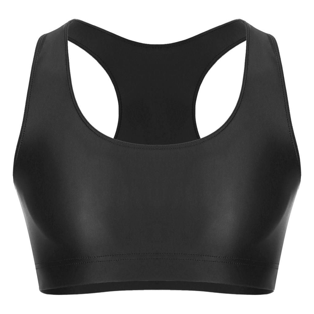 Canottiere da uomo lucide con scollo a U a tinta unita senza maniche crop top gilet per sport fitness yoga