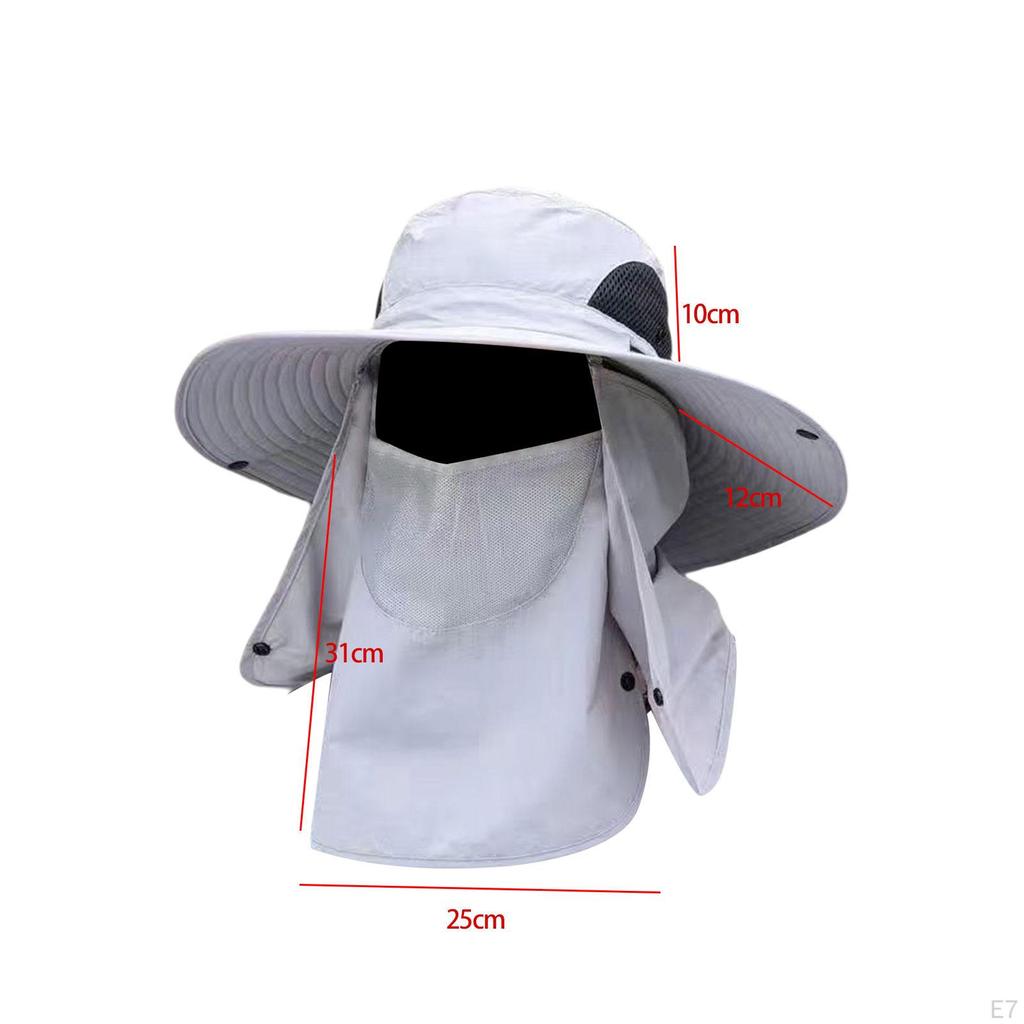 Lightweight Sun Hat with Detachable Face Neck Flap Cover for Outdoor Activities