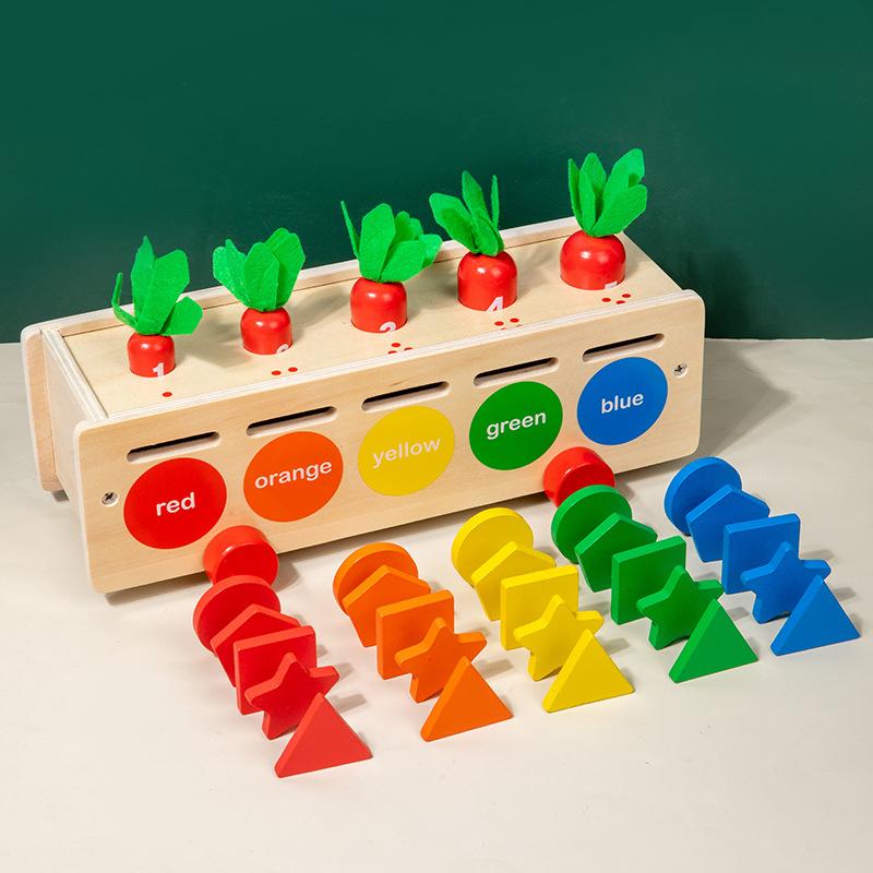 Children Wooden Geometry Pairing Classification Intellectual Box Storage Color Building Block Math Cognitive Educational Toys