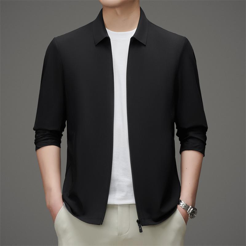 Summer Lapel Sunscreen Clothes Men's Summer Light and Thin Business Casual Outdoor Breathable Jacket Loose Dad Outfit