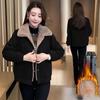 Winter Style Women Cropped Jacket Warm Square Collar Loose Fit Thickened Plus Size